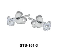 CZ Heart 3mm. Stud Earrings STS-151-3